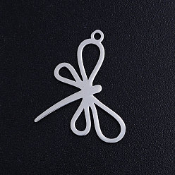 Stainless Steel Color 201 Stainless Steel Pendants, Dragonfly, Stainless Steel Color, 18x24x1mm, Hole: 1.5mm