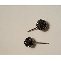 280_Jet Sexy Valentines Day Gifts for Her 925 Sterling Silver Austrian Crystal Rhinestone Ball Stud Earrings, 280_Jet, 15x6mm, Pin: 0.8mm