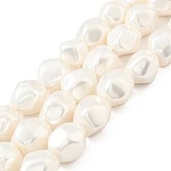 PapayaWhip Electroplated Shell Pearl Beads Strands, Textured, Nuggets, PapayaWhip, 20~21.5x17~17.5x16~16.5mm, Hole: 1mm, about 19pcs/strand, 15.59 inch(39.6cm)