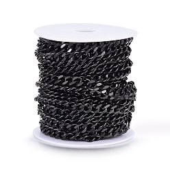 Черный Цвет Металла 304 Цепи из нержавеющей стали с кубинскими звеньями, массивные цепи для бордюров, граненые, с катушкой, несварные, металлический черный , 10x8x2 мм, около 32.8 футов (10 м) / рулон