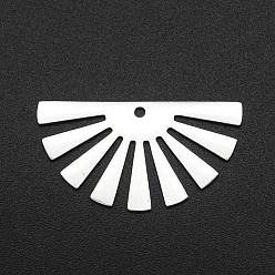Stainless Steel Color 201 Stainless Steel Pendants, Fan, Laser Cut, Stainless Steel Color, 17x32x1mm, Hole: 1.6mm