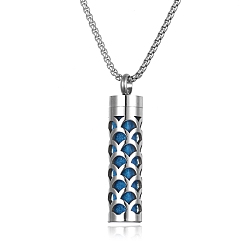 Fan Titanium Steel Perfume Bottle Necklaces, Column with Aromatherapy Cotton Sheet Inside Necklace, Fan, 25.59 inch(65cm)