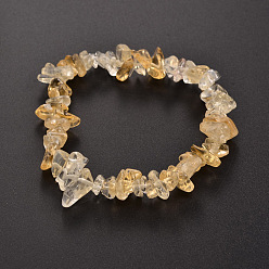 Citrine Bracelets extensibles en perles de citrine naturelle (teints et chauffés), diamètre intérieur: 1-7/8~2 pouce (4.8~5.2 cm)