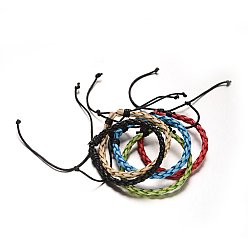 Couleur Mélangete Tressées réglable PU bracelets cuir de cordon, couleur mixte, 52mm, 5mm