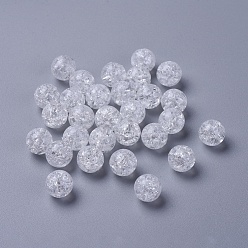 Blanc Perles acryliques, crépitement, ronde, blanc, 10mm, Trou: 2mm, environ909 pcs / 500 g