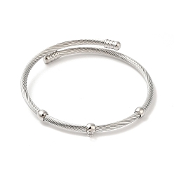 Stainless Steel Color 304 Stainless Steel Twisted Bangle Makings, with Loop, Stainless Steel Color, Inner Diameter: 2-1/8 inch(5.4cm)