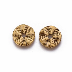 Antique Golden Tibetan Style Alloy Beads, Lead Free and Cadmium Free, Flat Round, Antique Golden, 13x1mm, hole: 2.5mm