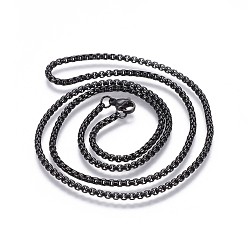 Gunmetal 304 Stainless Steel Box Chain Necklaces, Gunmetal, 23.62 inch(60cm)