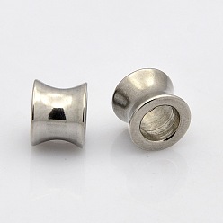 Stainless Steel Color Column 304 Stainless Steel Large Hole Beads, Stainless Steel Color, 10x8mm, Hole: 6mm