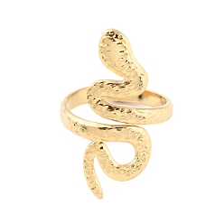 Real 14K Gold Plated 304 Stainless Steel Snake Open Cuff Rings, Real 14K Gold Plated, US Size 7 1/4(17.5mm)