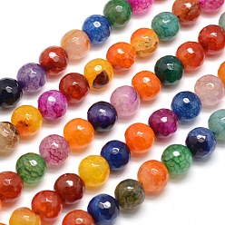 Colorful Dyed Natural Agate Faceted Round Beads Strands, Colorful, 10mm, Hole: 1mm, about 38pcs/strand, 15 inch