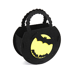 Noir Sacs de bonbons d'halloween en feutre avec poignées, sac cadeau de friandises d'halloween cotillons pour les enfants, modèle de bat, noir, 18x14.3x6 cm