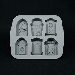 Gris Moule en silicone pour pierre tombale sur le thème d'Halloween, moule à glaçons, avec couvercle, grises , 215x180x40mm