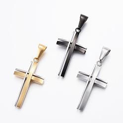 Mixed Color 304 Stainless Steel Pendants, Cross, Mixed Color, 36x20x4mm, Hole: 10x4mm