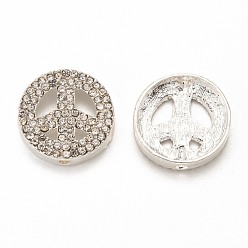 Серебро Знак мира сплав горный хрусталь кристалл бисер, серебряный цвет гальваническим, 20x5 мм, отверстие : 2 мм
