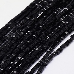 Black Glass Beads Strands, Faceted, Cube, Black, 3x3x3mm, Hole: 1mm, about 98~100pcs/strand, 13.8 inch