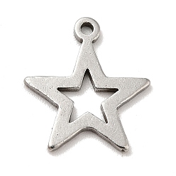 Stainless Steel Color 201 Stainless Steel Pendants, Star Charms, Stainless Steel Color, 13.5x12x1mm, Hole: 1mm