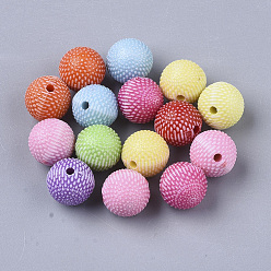 Couleur Mélangete Perles acryliques de style artisanal, ronde, couleur mixte, 9mm, trou: 1.5 mm, environ 1136 pcs / 500 g