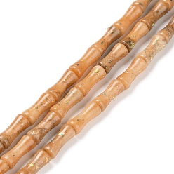 Light Salmon Natural Dolomite & Synthetic Opal Beads Strands, Dyed, Bamboo Stick, Light Salmon, 12x5mm, Hole: 0.5mm, about 34pcs/strand, 15.94''(40.5cm)