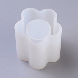Blanco Diy brush pot moldes de silicona, moldes de resina, para resina uv, fabricación de joyas de resina epoxi, flor, blanco, 62x64x57 mm
