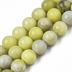Jaspe Jaune Moutarde Naturelles jaune moutarde jaspe brins de perles, ronde, 8~8.5mm, Trou: 1mm, Environ 47 pcs/chapelet, 15.5 pouce