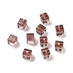 Rosada Marrón Imitación de vidrio cuentas de cristal austriaco, facetados, suqare, marrón rosado, 5.5x5.5x5.5 mm, agujero: 1 mm