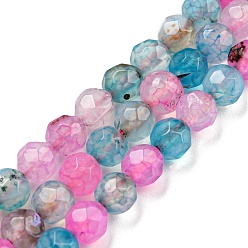 Hot Pink Natural Agate Beads Strands, Faceted Round, Dyed & Heated, Hot Pink, 4mm, Hole: 0.8mm, about 91pcs/strand, 14.57 inch(37cm)