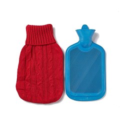 Red Random Color Rubber Hot Water Bag, Hot Water Bottle, with Red Color Detachable Knitting Cover, Water Injection Style, Giving Your Hand Warmth, 360x195x45mm, Capacity: 2000ml(67.64fl. oz)