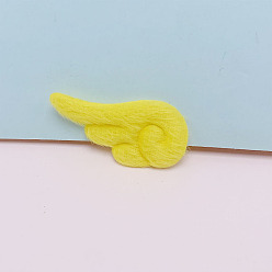 Amarillo Forma de ala de ángel para coser en accesorios de adorno esponjosos de doble cara, decoración artesanal de costura diy, amarillo, 48x24 mm