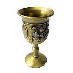 Bronce Antiguo Cáliz del altar, copa de cáliz de aleación, copa de altar con patrón de mezquita, vajilla ritual para comuniones, Bronce antiguo, 30x70 mm