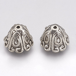 Plata Antigua Tibetano estilo aleación perla cono, apétalo, sin plomo y cadmio, plata antigua, 15x11 mm, Agujero: 1.5 mm, sobre 210 unidades / 1000 g