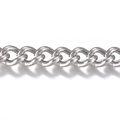 Stainless Steel Color 201 Stainless Steel Chain, Curb Chain, Twisted Chain, Unwelded, Stainless Steel Color, 9x6.5x3.5mm