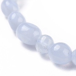 Agate Blue Lace Bracelets extensibles en perles d'agate de dentelle bleue naturelle, pierre tombée, nuggets, diamètre intérieur: 2~2-1/4 pouce (5.2~5.6 cm)