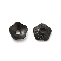 Electrophoresis Black 304 de acero inoxidable tapas de cuentas, flor, 5-pétalo, electroforesis negro, 4x4x1 mm, agujero: 1 mm