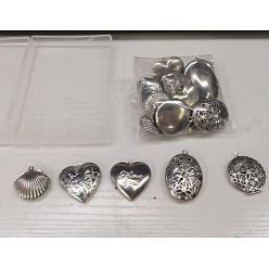 Stainless Steel Color BENECREAT 20Pcs 5 Style 316 Stainless Steel Locket Pendants, Photo Frame Charms for Necklaces, Heart, Stainless Steel Color, 23~39x22~29x7~10mm, Hole: 1.6~2mm, Inner Size: 13~19x15~27mm, 4pcs/style