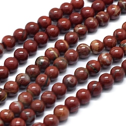 Red Rainbow Jasper Natural Red Rainbow Jasper Beads Strands, Round, 6mm, Hole: 0.8mm, about 66pcs/Strand, 15.94 inch(40.5cm)