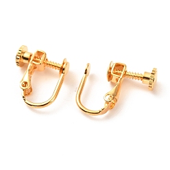 Real 18K Gold Plated Brass Clip-on Earring Findings, Long-Lasting Plated, Real 18K Gold Plated, 14x12x5mm