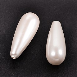 Old Lace Teardrop Half Drilled Shell Pearl Beads, Old Lace, 30x10mm, Hole: 1mm