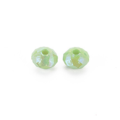 Vert Clair Perles acryliques opaques, de couleur plaquée ab , facettes rondelle, vert clair, 6mm, Trou: 1.5mm, environ6200 pcs / 500 g.