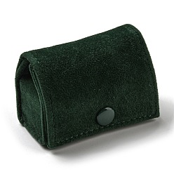 Verde Oscuro Cajas de almacenamiento de anillos veleteen, joyero de viaje portátil para anillos, pendientes de tachuelas, forma de bolsa, verde oscuro, 6x3x4 cm