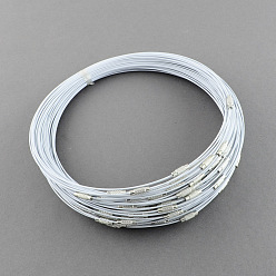 Gainsboro Cuerda del collar de alambre de acero inoxidable de fabricación de la joyería diy, con cierre de tornillo de cobre, gainsboro, 17.5 pulgadas x 1 mm, diámetro: 14.5 cm