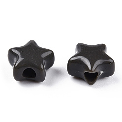 Noir Perles acryliques opaques, étoiles, noir, 9x9.5x5.5mm, Trou: 2.5mm, environ2050 pcs / 500 g