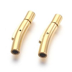 Golden 304 Stainless Steel Bayonet Clasps, Tube, Golden, 28x5mm, Hole: 3mm