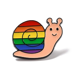 Colorful Rainbow Pride Snail Enamel Pin, Animal Alloy Badge for Backpack Clothing, Electrophoresis Black, Colorful, 21x27x2mm, Pin: 1mm