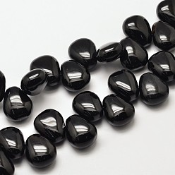Black Onyx Крашеные бусины в форме капли из натурального черного оникса, 18x15x10 мм, отверстие : 1 мм