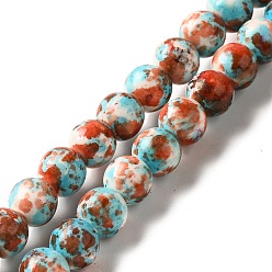 Orange Red Synthetic Turquoise Dyed Beads Strands, Round, Orange Red, 7~8x7~8mm, Hole: 1mm, about 50pcs/strand, 14.29~14.65''(36.3~37.2cm)