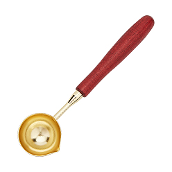 Золотой Медные ложки восковых палочек, с деревянной ручкой, золотые, 121x30x15.3 мм