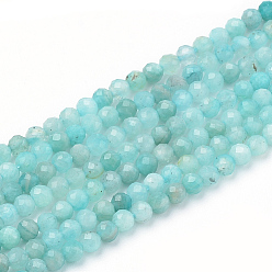 Amazonite Chapelets de perles amazonite naturelles  , facette, ronde, 3mm, Trou: 0.5mm, Environ 142 pcs/chapelet, 15.16 pouce