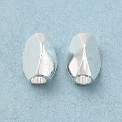 925 Sterling Silver Plated Brass Beads, Cadmium Free & Lead Free, Nuggets, 925 Sterling Silver Plated, 6x4x4mm, Hole: 2mm
