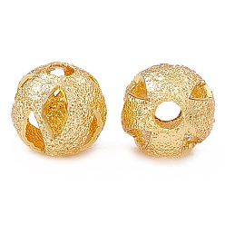 Real 18K Gold Plated Rack Plating Brass Beads, Long-Lasting Plated, Hollow, Round, Real 18K Gold Plated, 6x5.5mm, Hole: 1.6mm
